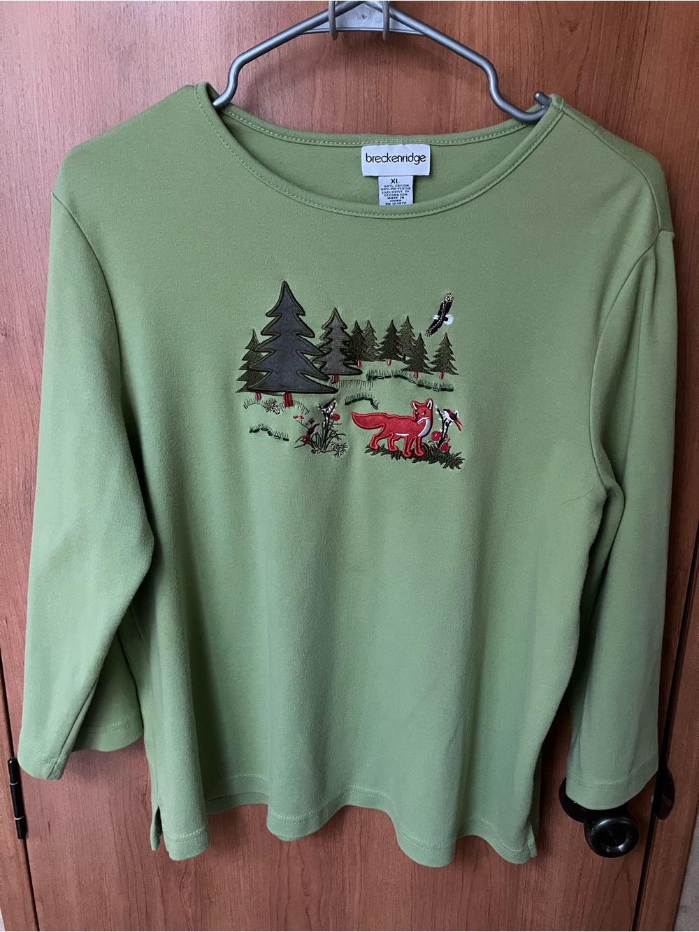 Vintage Breckenridge Woodlands Winter Forest Scene Knit Top Long Sleeve XL